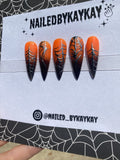 Orange and Black Ombré w/chrome Spider Webs