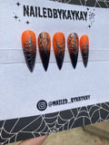 Orange and Black Ombré w/chrome Spider Webs